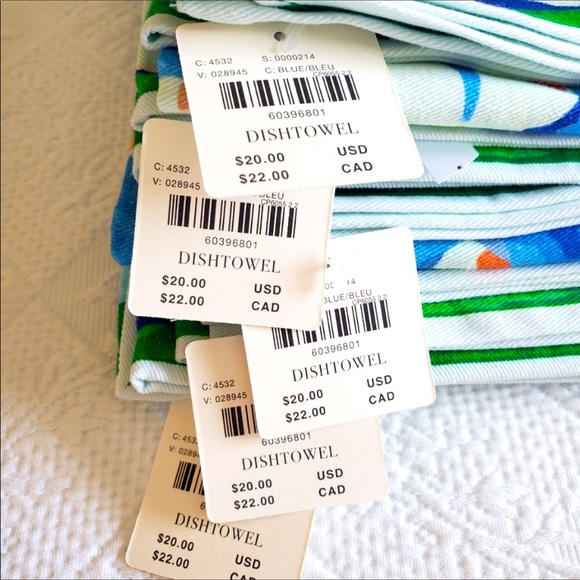 ANTHROPOLOGIE PERENNIAL FLOWERS WATERCOLOR TOWELS
